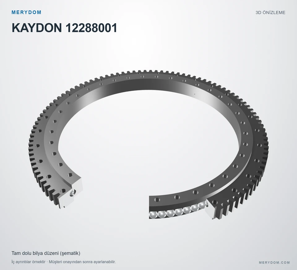 KAYDON 12288001 için MERYDOM muadil döner tabla rulmanının 3D model önizlemesi.