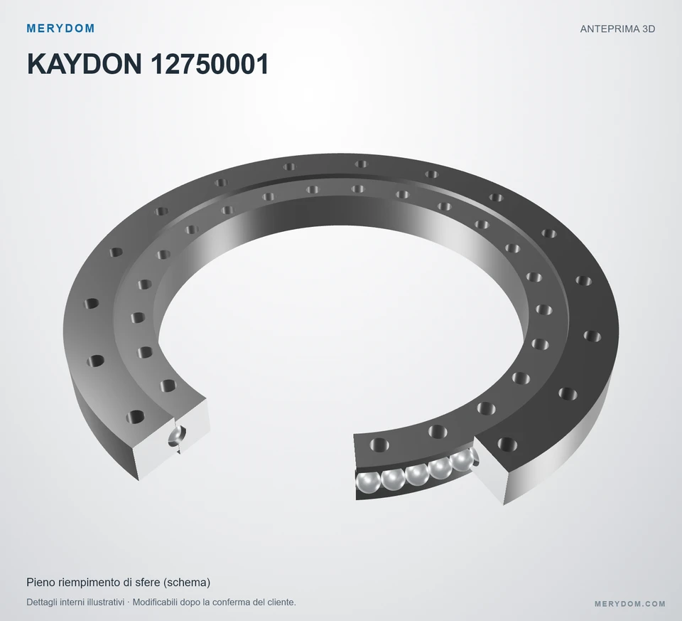 Anteprima del modello 3D del cuscinetto di rotazione sostitutivo MERYDOM per KAYDON 12750001.