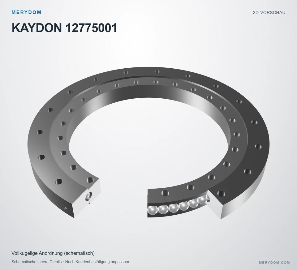 Vorschau des 3D-Modells des MERYDOM-Ersatzdrehkranzes für KAYDON 12775001.