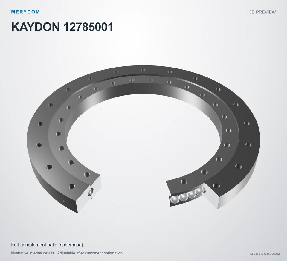 3D model preview of the MERYDOM replacement slewing bearing for KAYDON 12785001.
