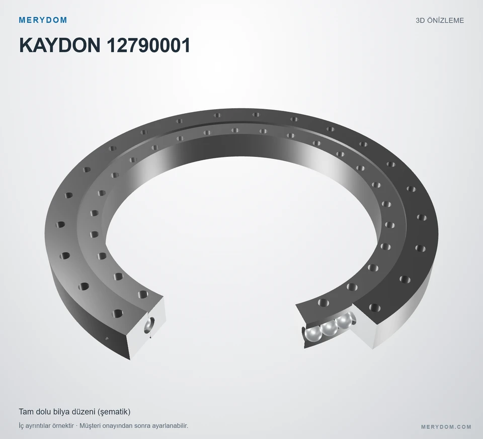 KAYDON 12790001 için MERYDOM muadil döner tabla rulmanının 3D model önizlemesi.