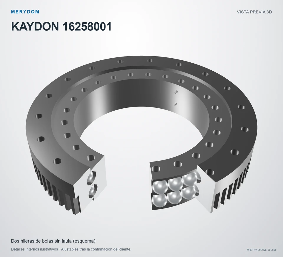 Vista previa del modelo 3D de la corona de giro de sustitución MERYDOM para KAYDON 16258001.