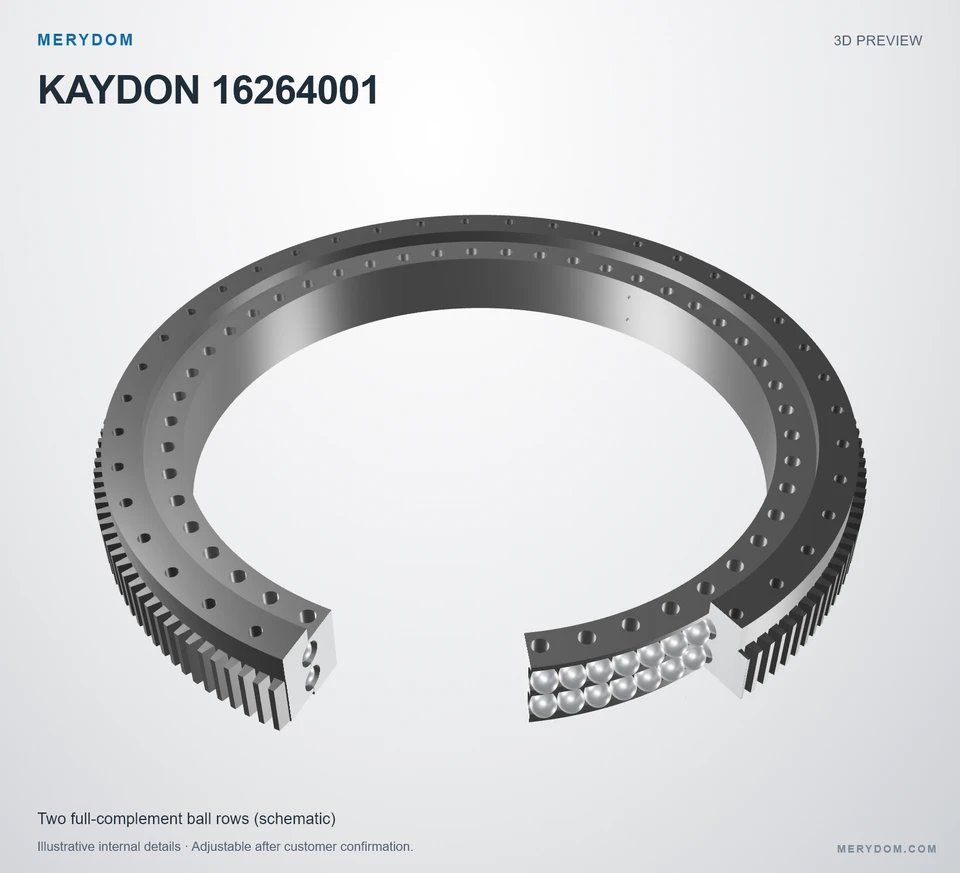 3D model preview of the MERYDOM replacement slewing bearing for KAYDON 16264001.