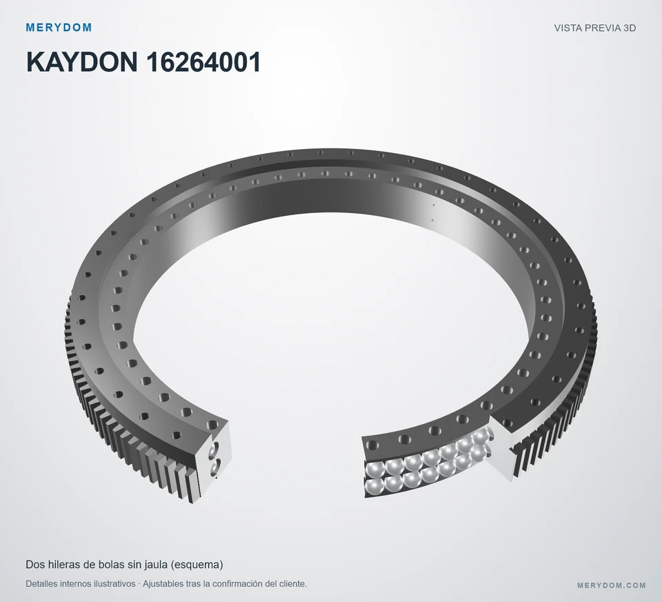 Vista previa del modelo 3D de la corona de giro de sustitución MERYDOM para KAYDON 16264001.