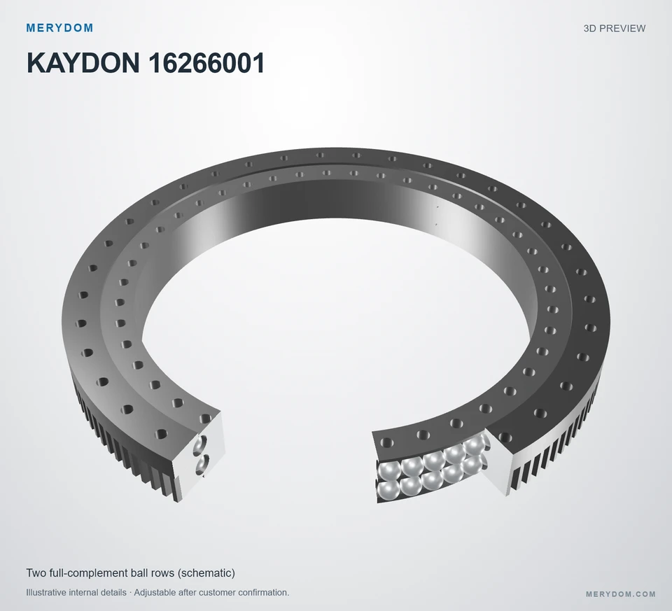 3D model preview of the MERYDOM replacement slewing bearing for KAYDON 16266001.