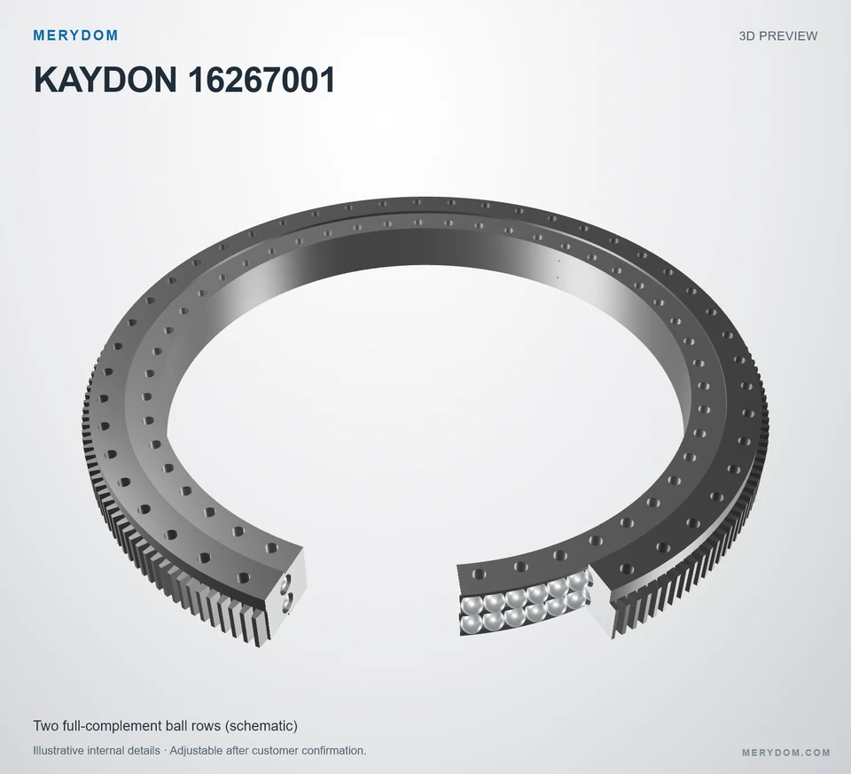 3D model preview of the MERYDOM replacement slewing bearing for KAYDON 16267001.