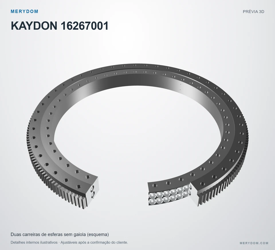 Prévia do modelo 3D do rolamento de giro de substituição MERYDOM para KAYDON 16267001.