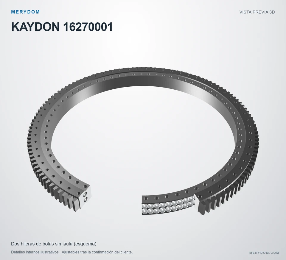 Vista previa del modelo 3D de la corona de giro de sustitución MERYDOM para KAYDON 16270001.