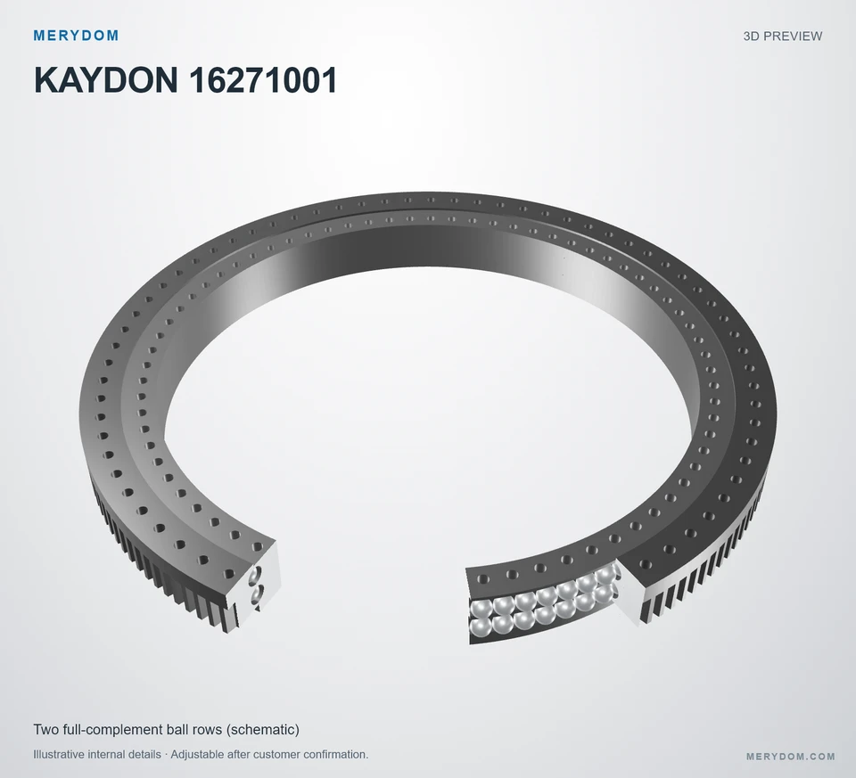 3D model preview of the MERYDOM replacement slewing bearing for KAYDON 16271001.