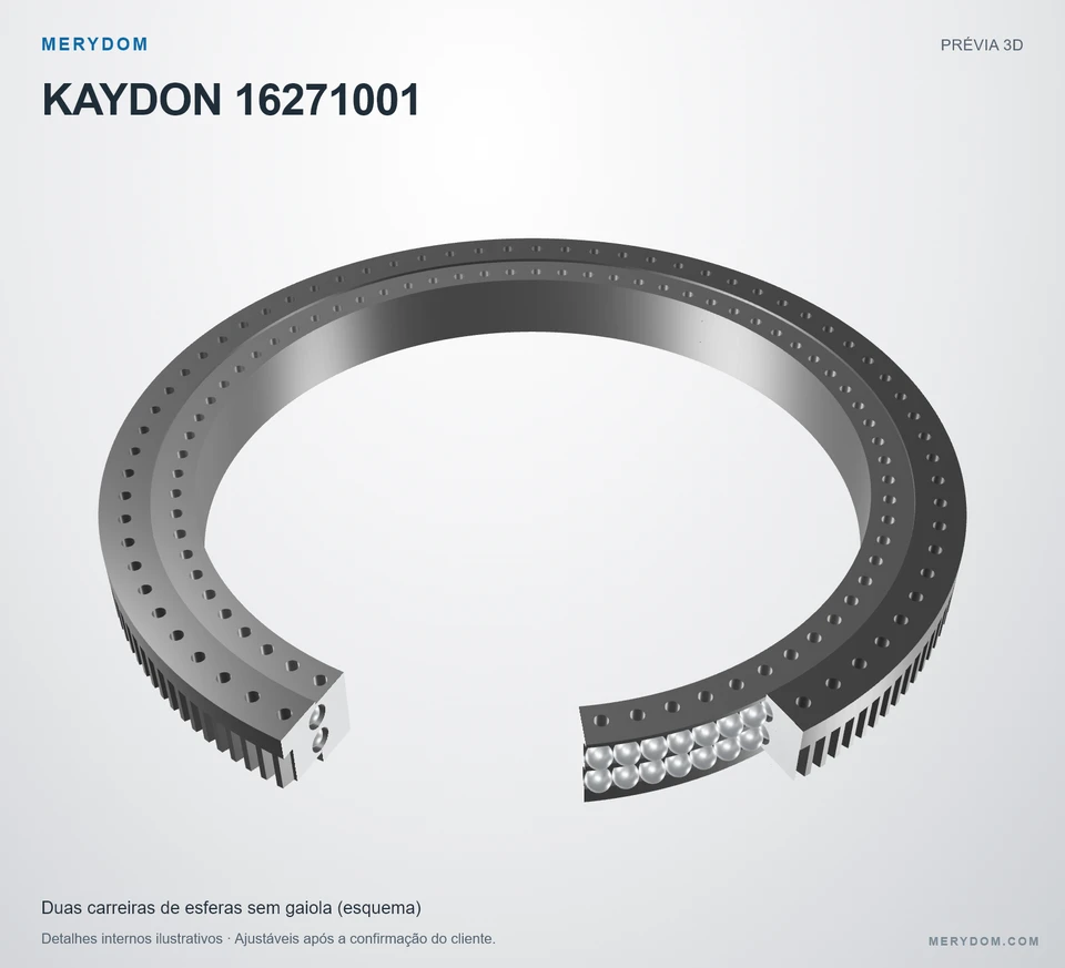 Prévia do modelo 3D do rolamento de giro de substituição MERYDOM para KAYDON 16271001.