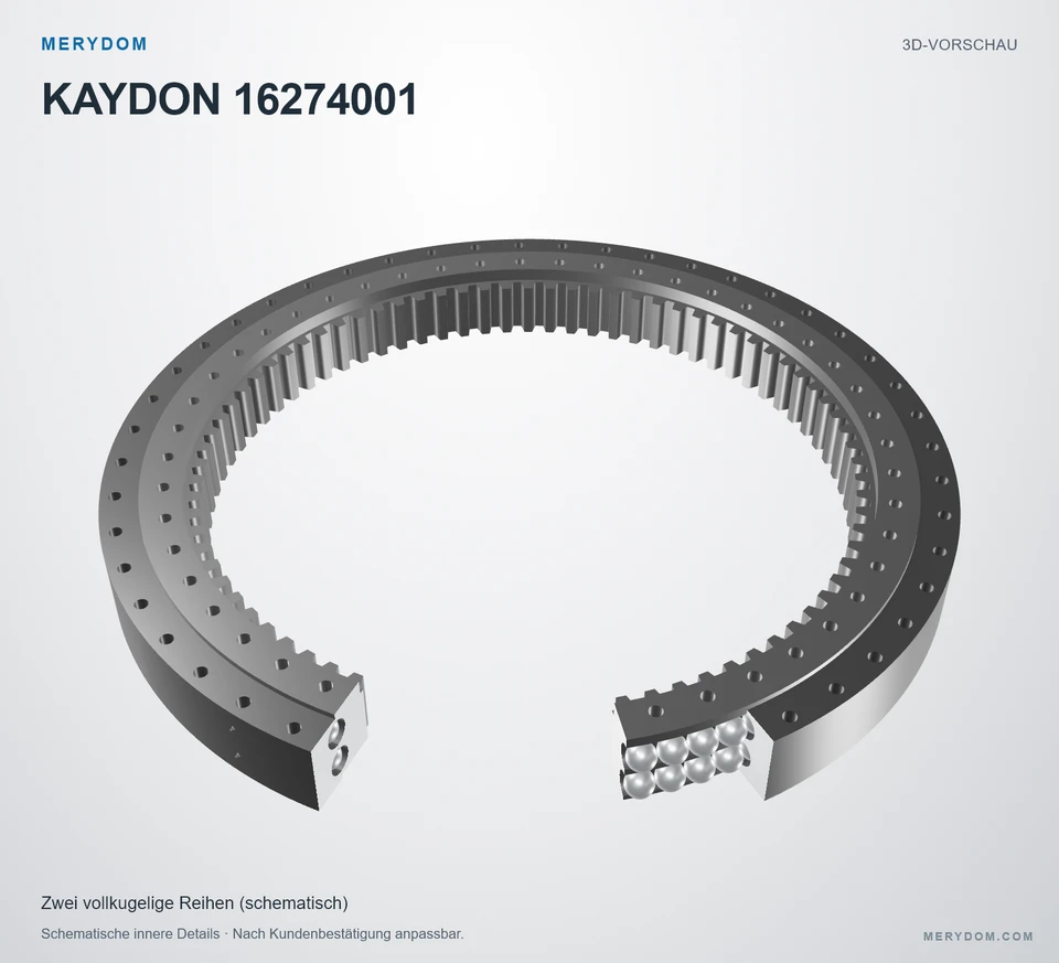 Vorschau des 3D-Modells des MERYDOM-Ersatzdrehkranzes für KAYDON 16274001.
