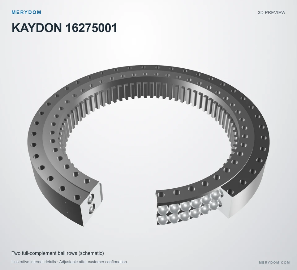 3D model preview of the MERYDOM replacement slewing bearing for KAYDON 16275001.