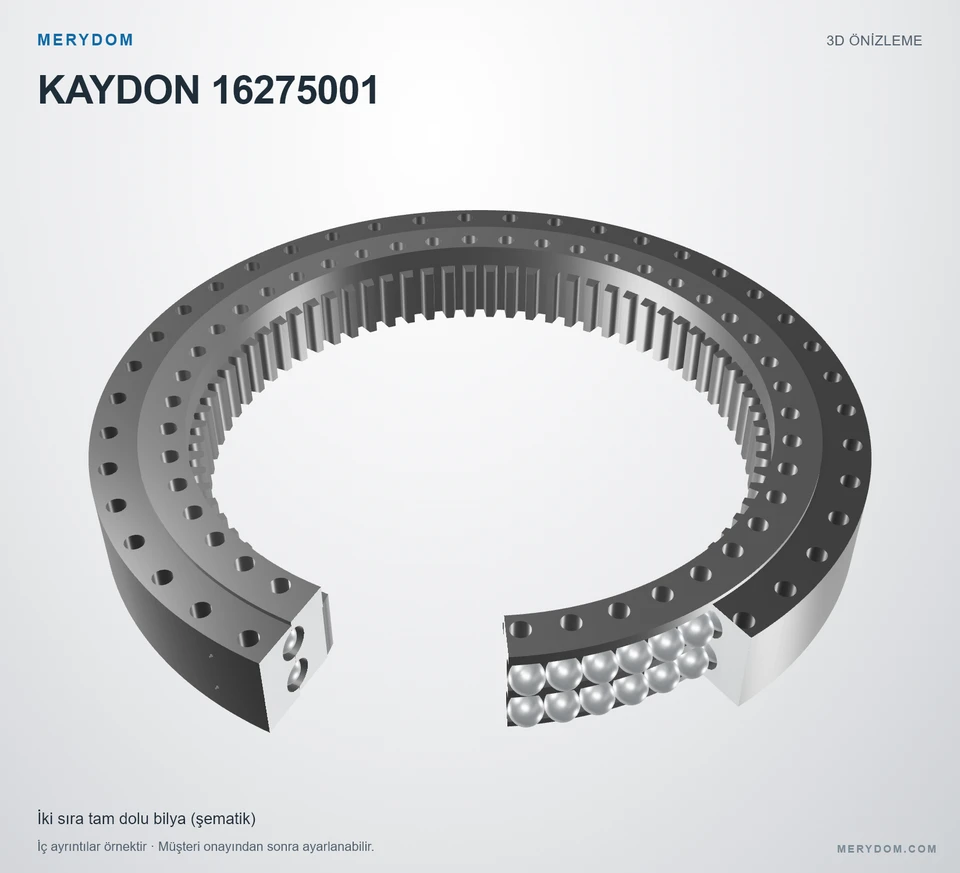 KAYDON 16275001 için MERYDOM muadil döner tabla rulmanının 3D model önizlemesi.