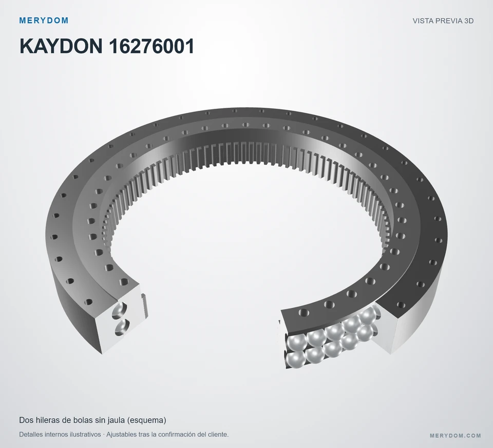 Vista previa del modelo 3D de la corona de giro de sustitución MERYDOM para KAYDON 16276001.