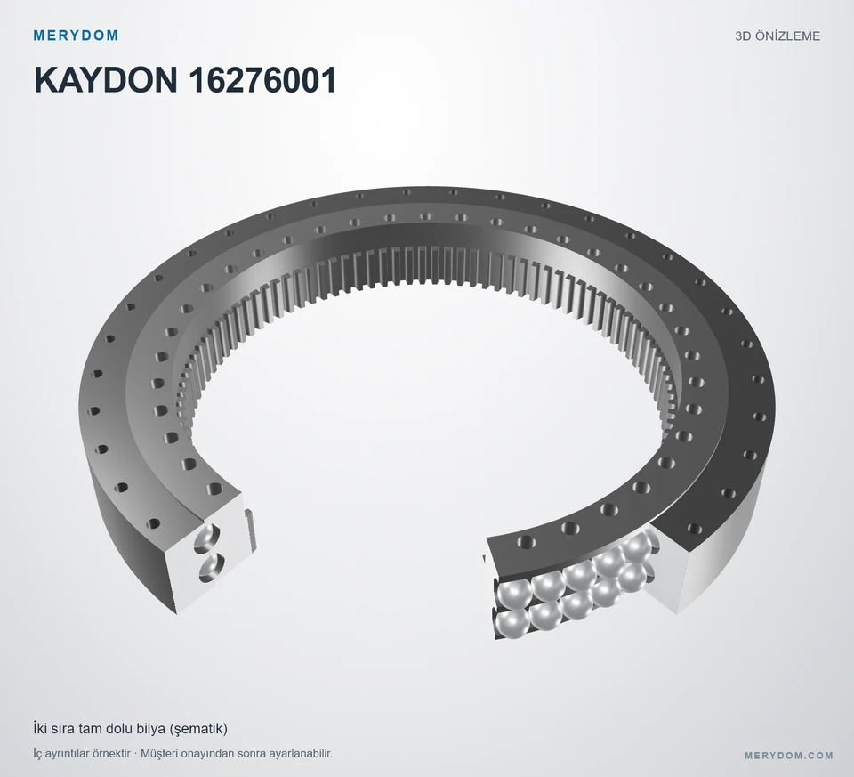 KAYDON 16276001 için MERYDOM muadil döner tabla rulmanının 3D model önizlemesi.