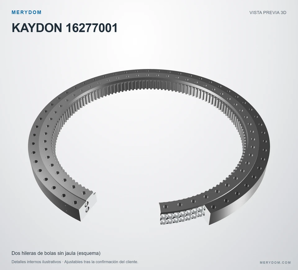 Vista previa del modelo 3D de la corona de giro de sustitución MERYDOM para KAYDON 16277001.