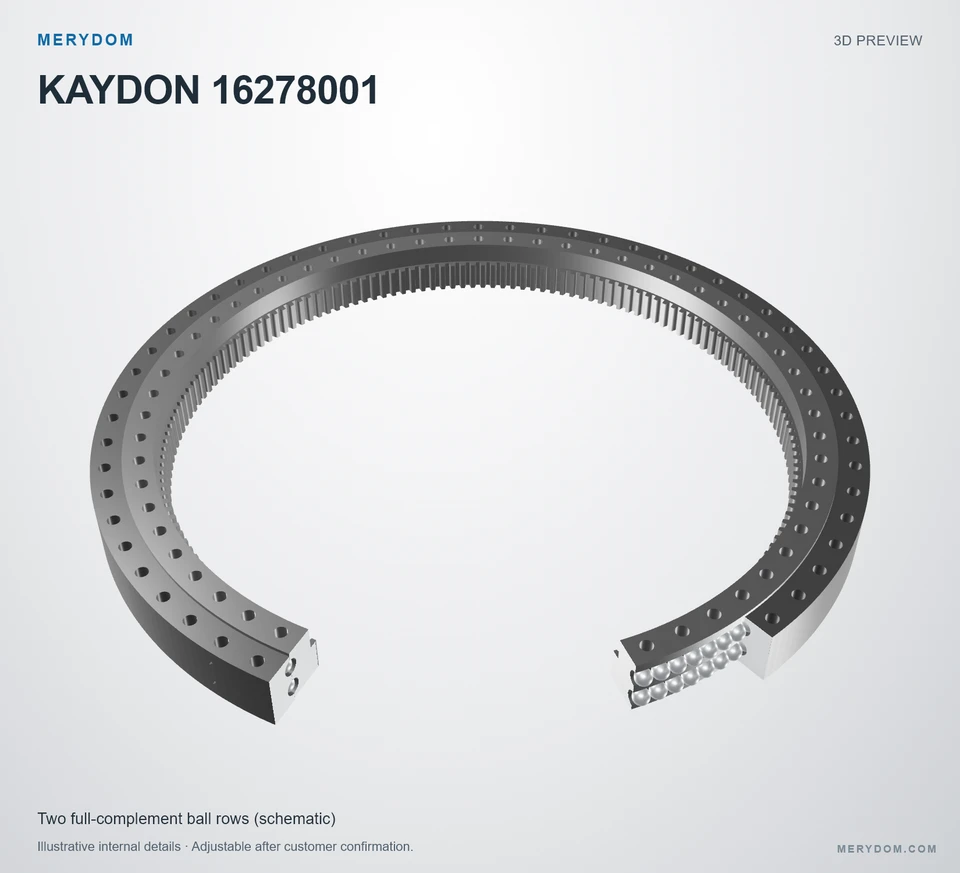 3D model preview of the MERYDOM replacement slewing bearing for KAYDON 16278001.