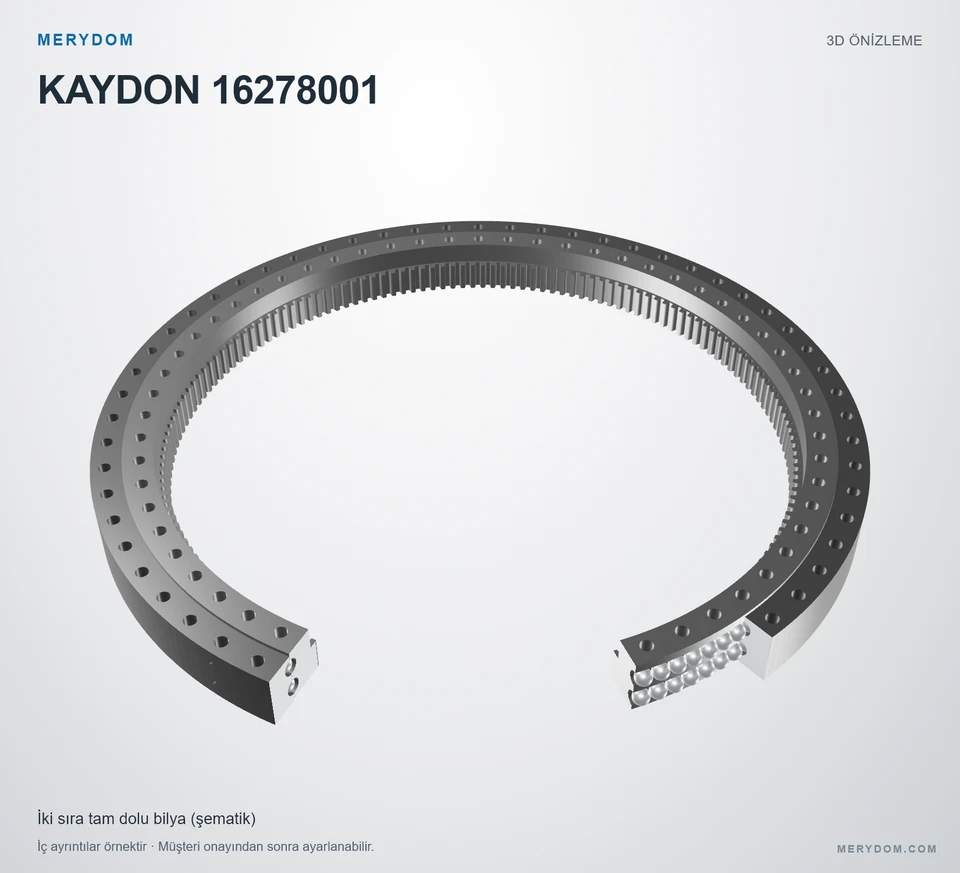 KAYDON 16278001 için MERYDOM muadil döner tabla rulmanının 3D model önizlemesi.
