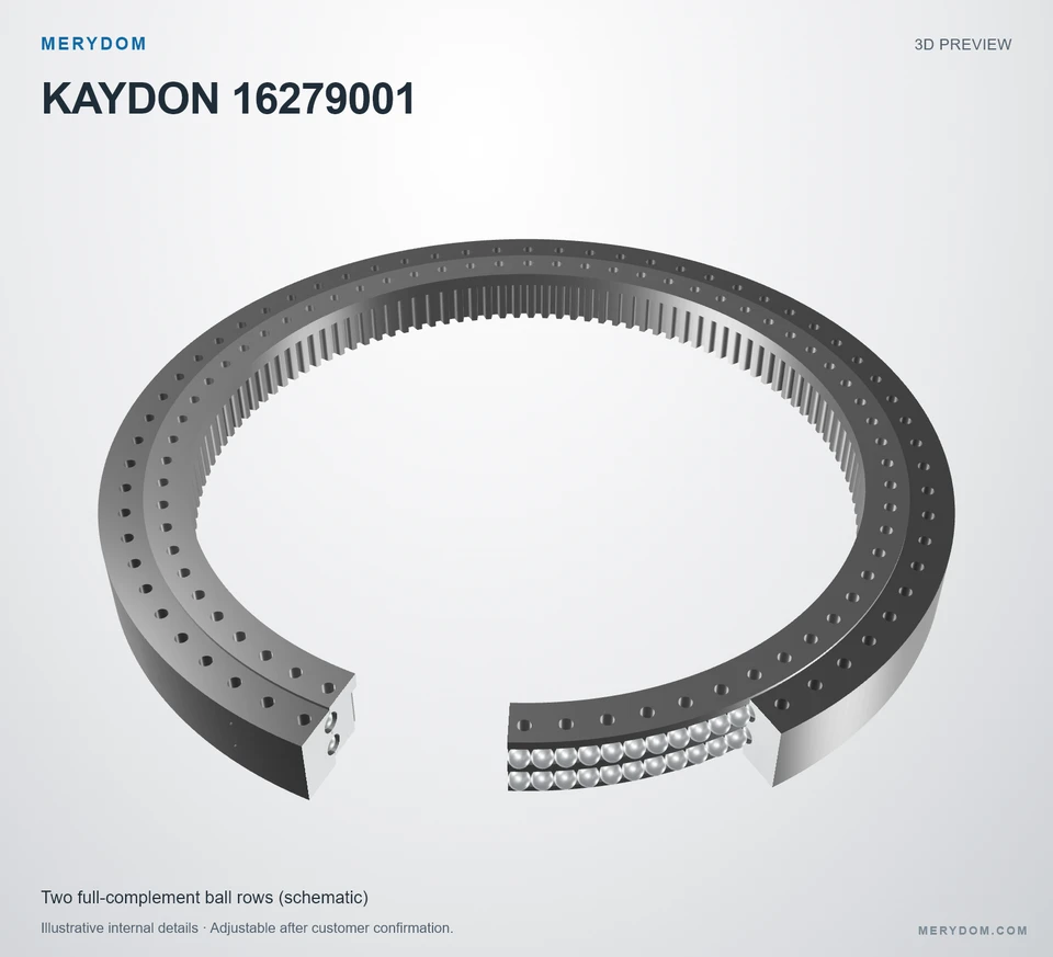 3D model preview of the MERYDOM replacement slewing bearing for KAYDON 16279001.