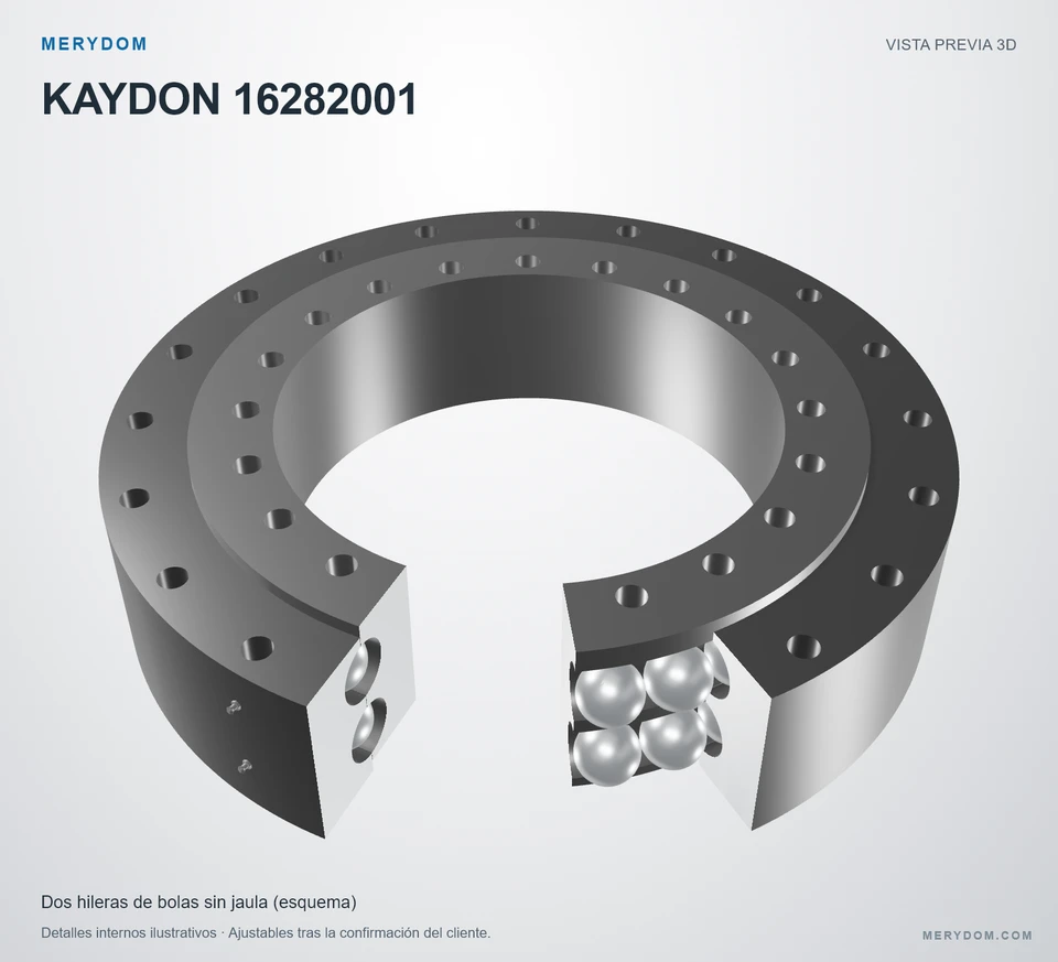 Vista previa del modelo 3D de la corona de giro de sustitución MERYDOM para KAYDON 16282001.