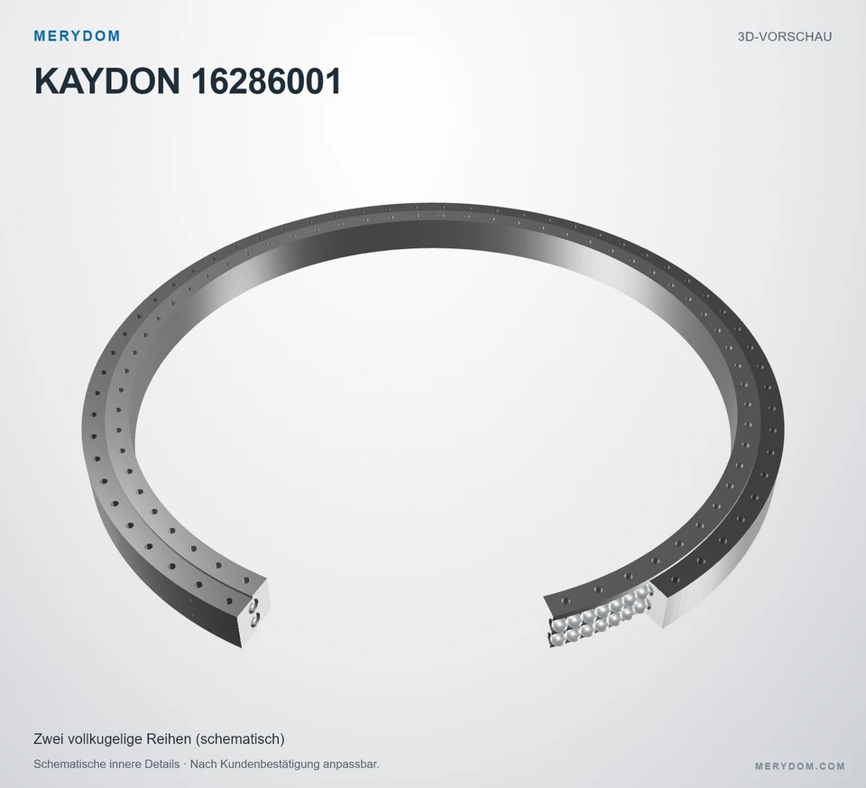 Vorschau des 3D-Modells des MERYDOM-Ersatzdrehkranzes für KAYDON 16286001.