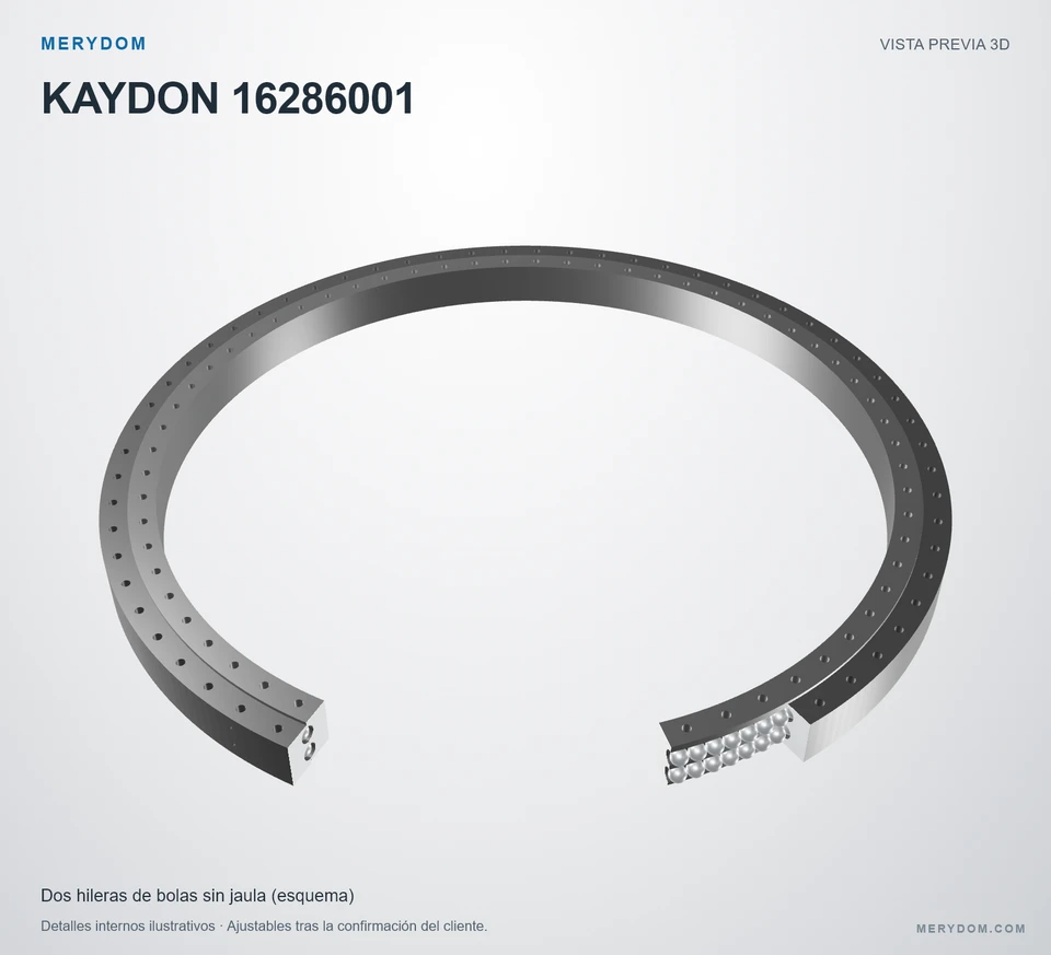 Vista previa del modelo 3D de la corona de giro de sustitución MERYDOM para KAYDON 16286001.