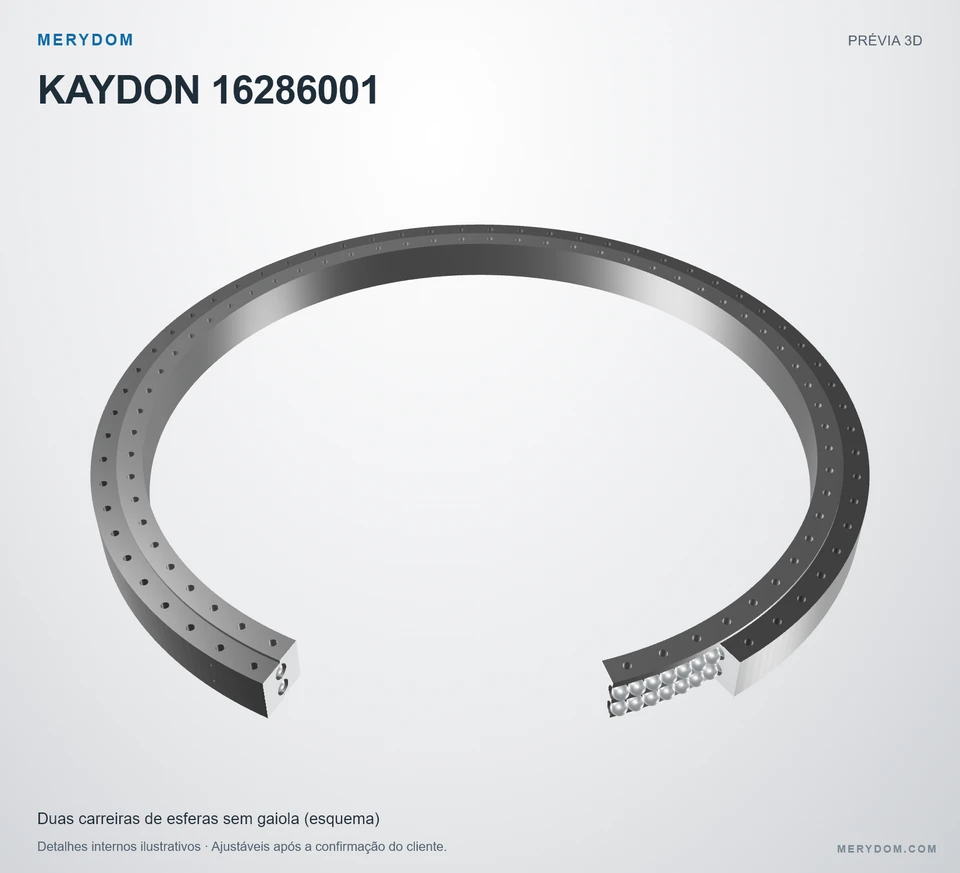 Prévia do modelo 3D do rolamento de giro de substituição MERYDOM para KAYDON 16286001.