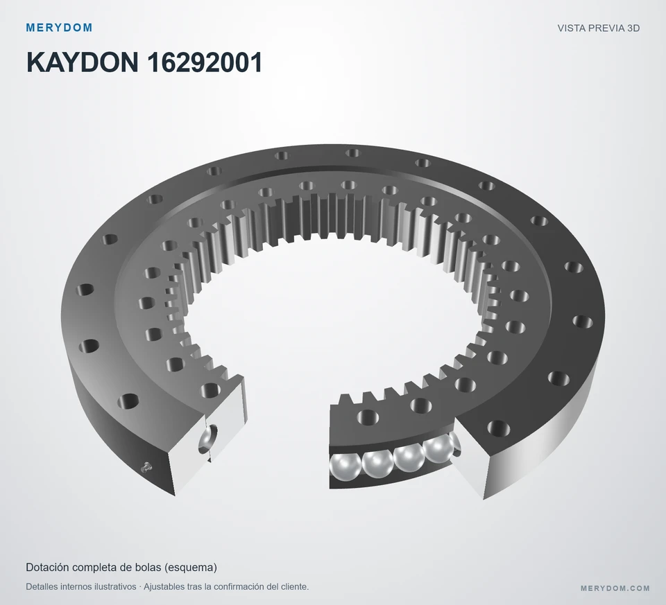 Vista previa del modelo 3D de la corona de giro de sustitución MERYDOM para KAYDON 16292001.