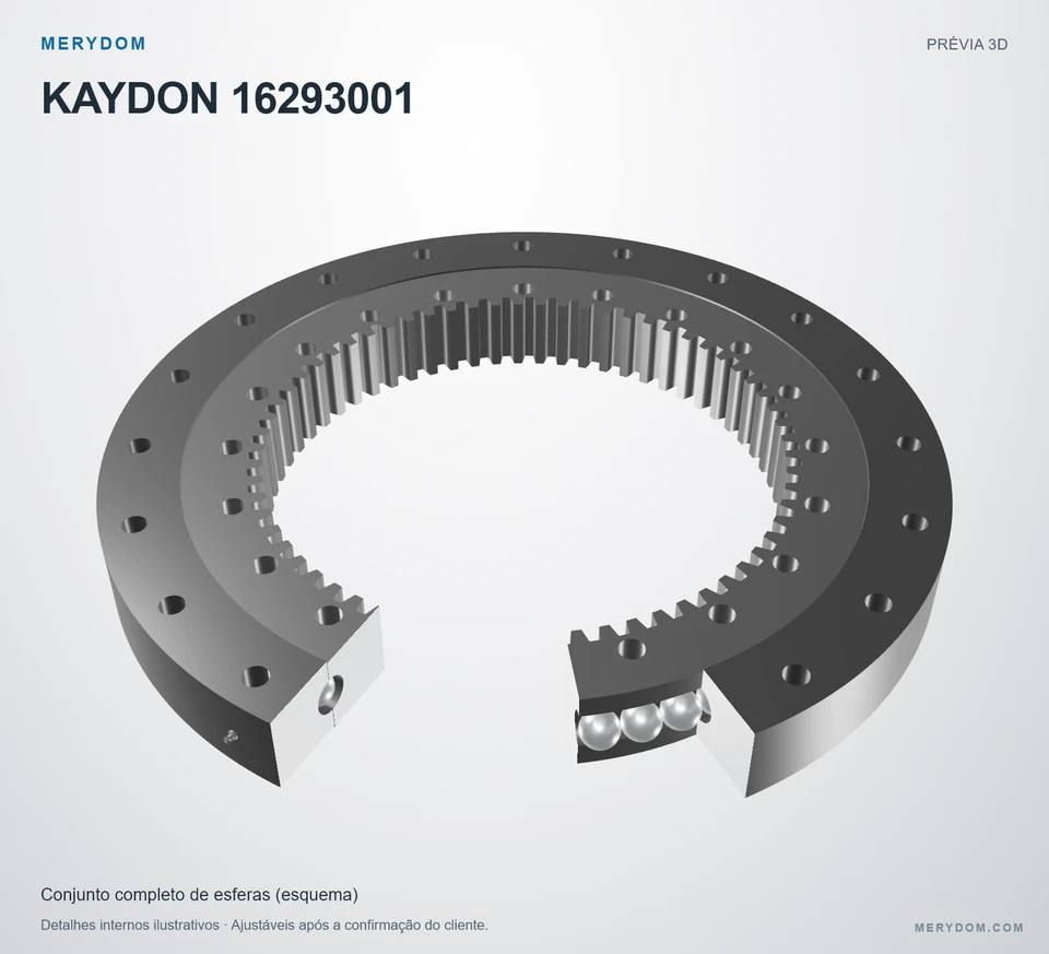 Prévia do modelo 3D do rolamento de giro de substituição MERYDOM para KAYDON 16293001.