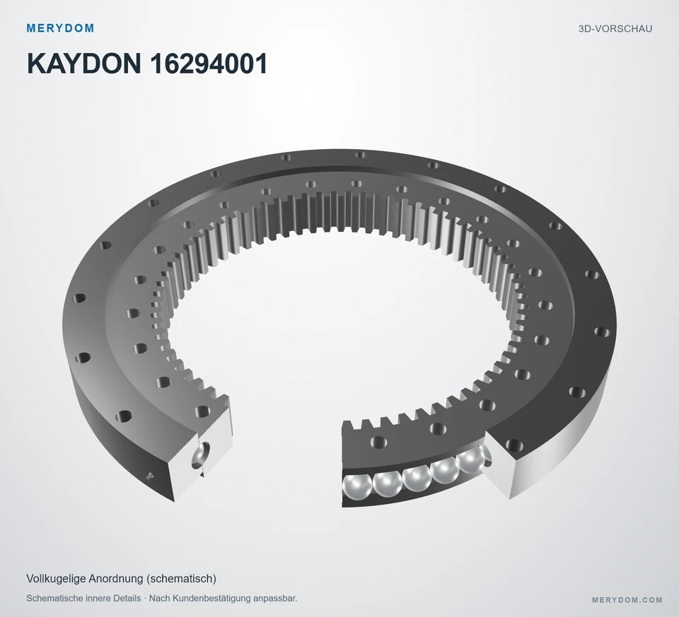 Vorschau des 3D-Modells des MERYDOM-Ersatzdrehkranzes für KAYDON 16294001.