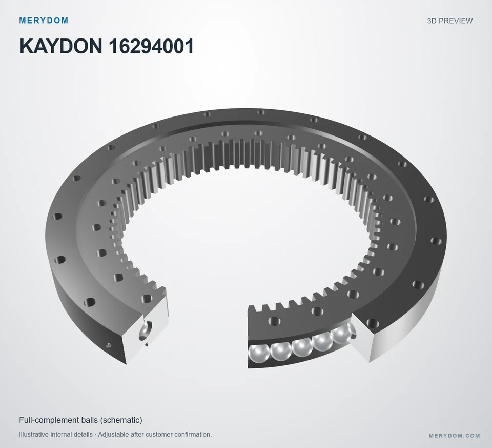 3D model preview of the MERYDOM replacement slewing bearing for KAYDON 16294001.