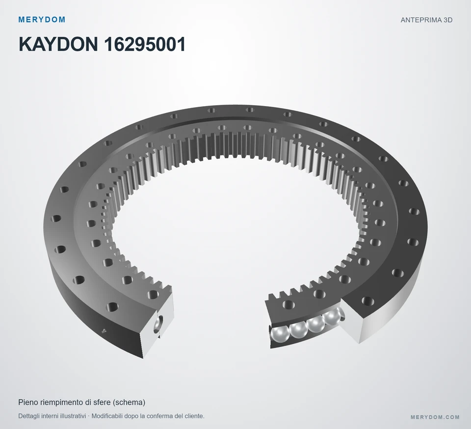 Anteprima del modello 3D del cuscinetto di rotazione sostitutivo MERYDOM per KAYDON 16295001.