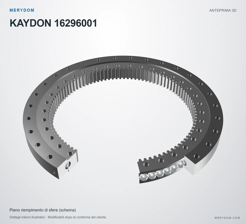 Anteprima del modello 3D del cuscinetto di rotazione sostitutivo MERYDOM per KAYDON 16296001.
