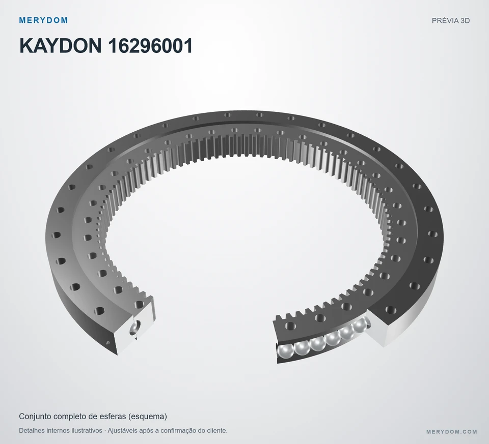 Prévia do modelo 3D do rolamento de giro de substituição MERYDOM para KAYDON 16296001.
