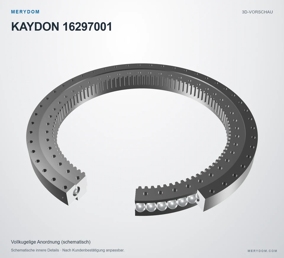 Vorschau des 3D-Modells des MERYDOM-Ersatzdrehkranzes für KAYDON 16297001.