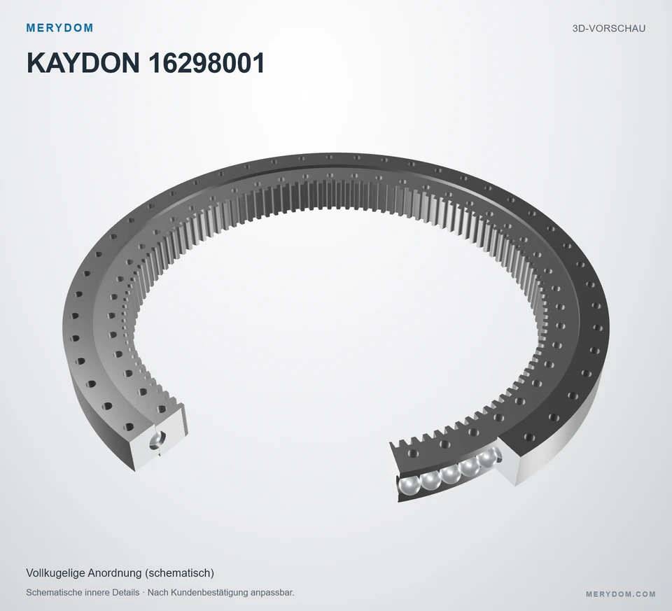 Vorschau des 3D-Modells des MERYDOM-Ersatzdrehkranzes für KAYDON 16298001.