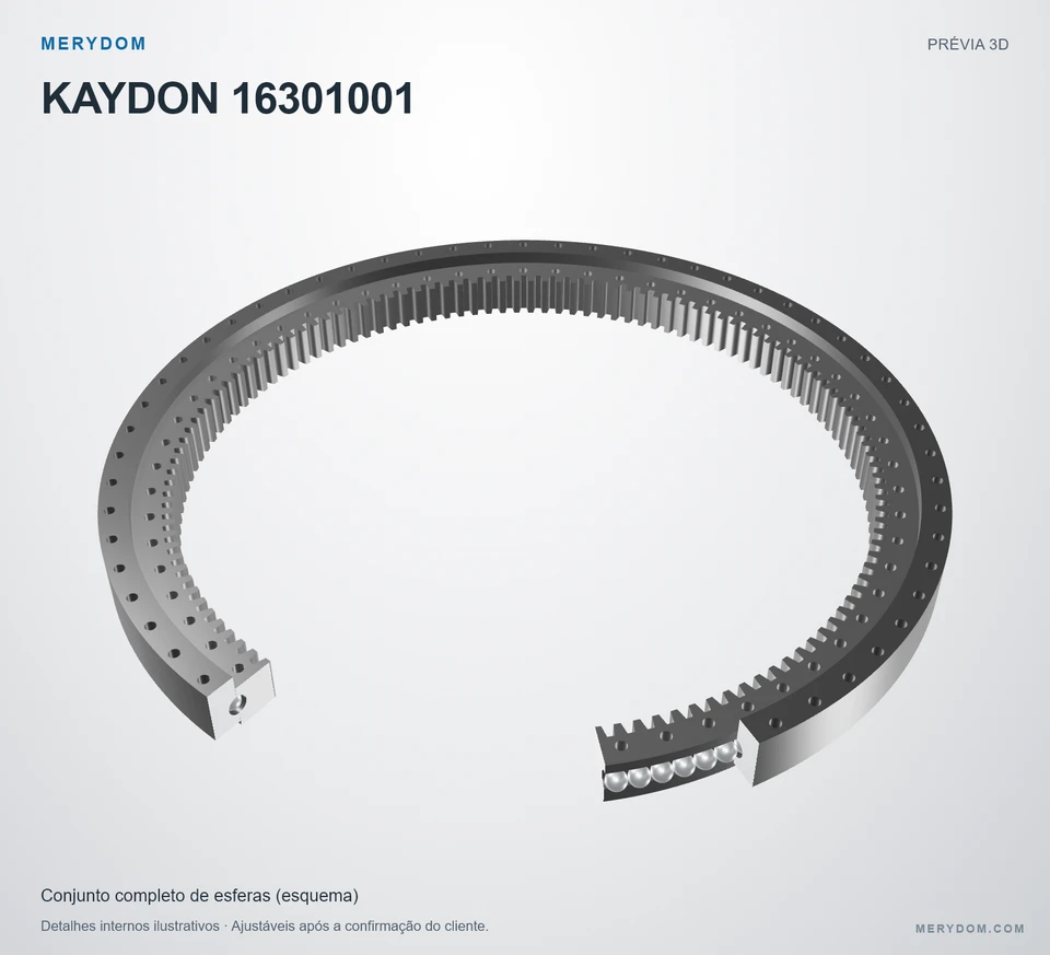 Prévia do modelo 3D do rolamento de giro de substituição MERYDOM para KAYDON 16301001.