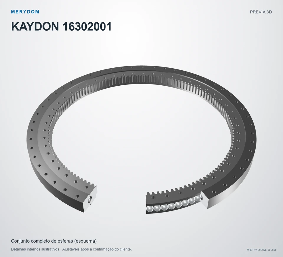 Prévia do modelo 3D do rolamento de giro de substituição MERYDOM para KAYDON 16302001.