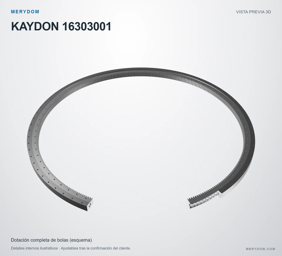 Vista previa del modelo 3D de la corona de giro de sustitución MERYDOM para KAYDON 16303001.