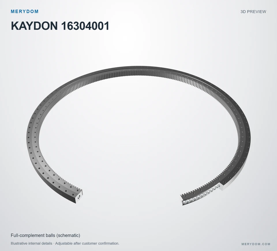 3D model preview of the MERYDOM replacement slewing bearing for KAYDON 16304001.
