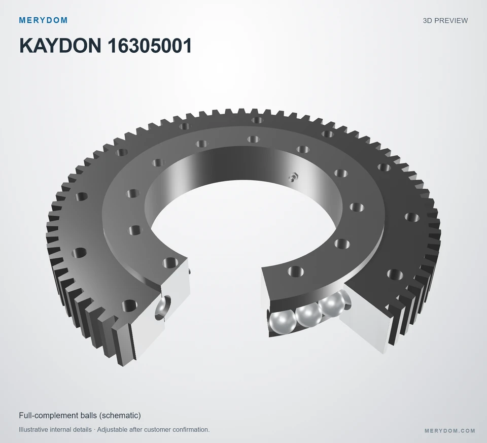 3D model preview of the MERYDOM replacement slewing bearing for KAYDON 16305001.