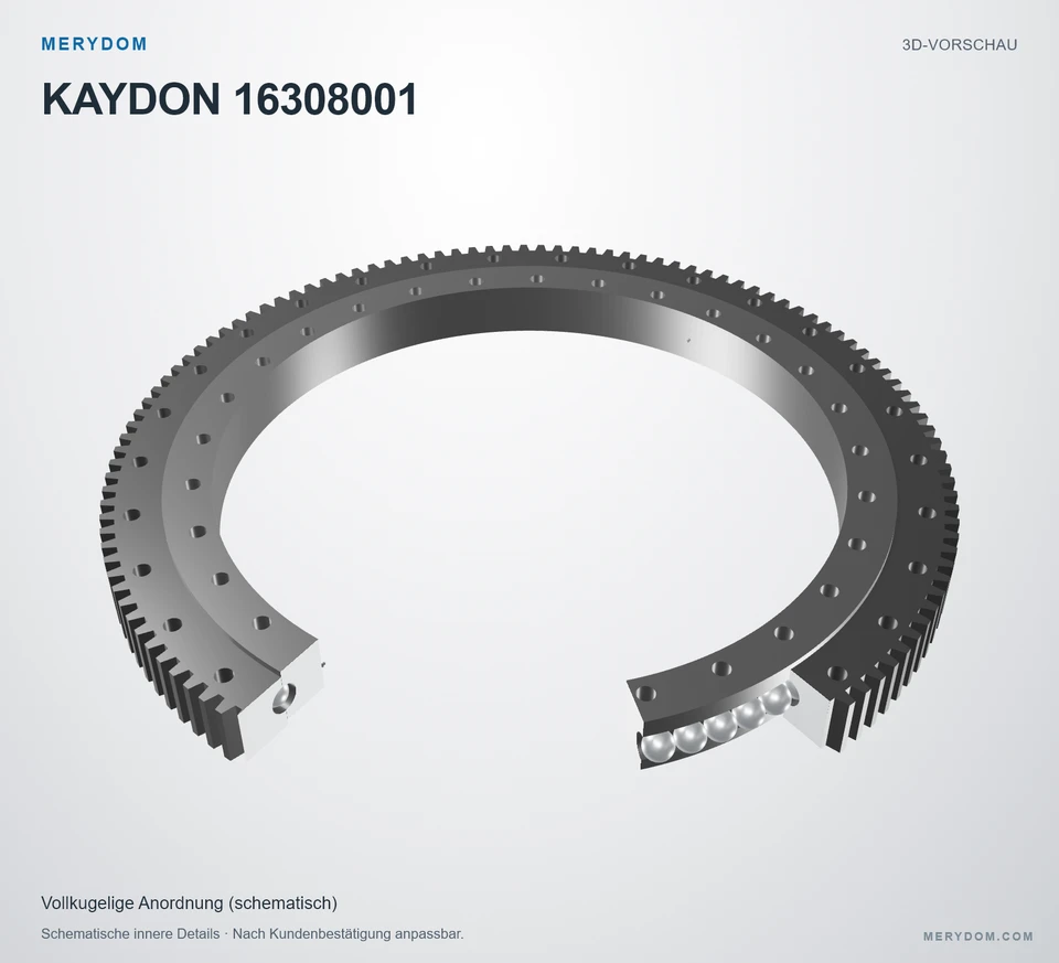 Vorschau des 3D-Modells des MERYDOM-Ersatzdrehkranzes für KAYDON 16308001.