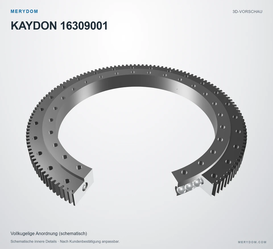 Vorschau des 3D-Modells des MERYDOM-Ersatzdrehkranzes für KAYDON 16309001.