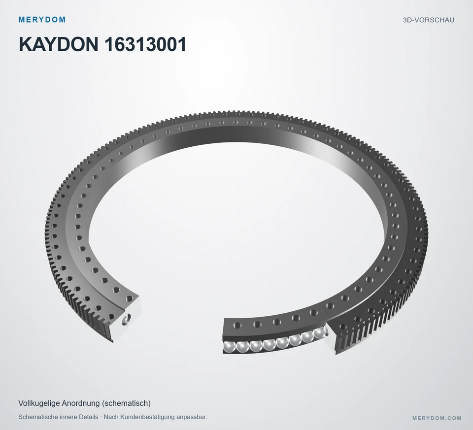 Vorschau des 3D-Modells des MERYDOM-Ersatzdrehkranzes für KAYDON 16313001.