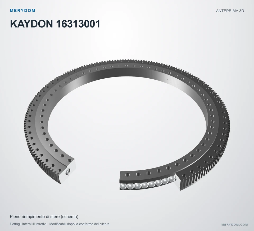 Anteprima del modello 3D del cuscinetto di rotazione sostitutivo MERYDOM per KAYDON 16313001.