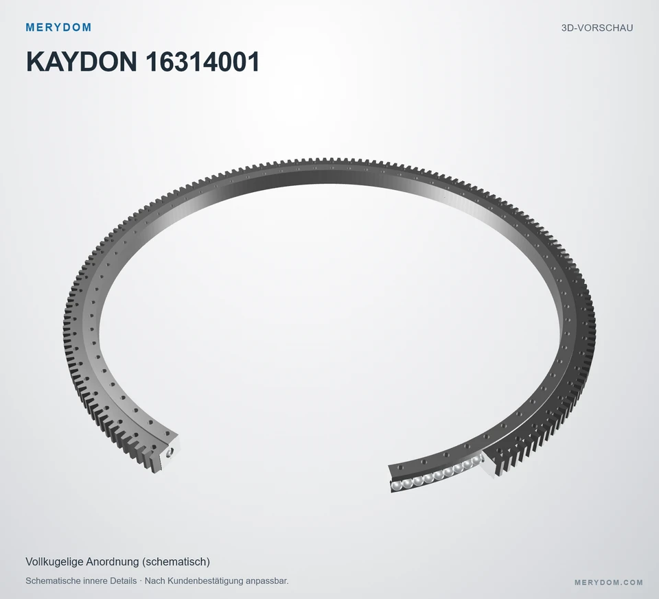 Vorschau des 3D-Modells des MERYDOM-Ersatzdrehkranzes für KAYDON 16314001.