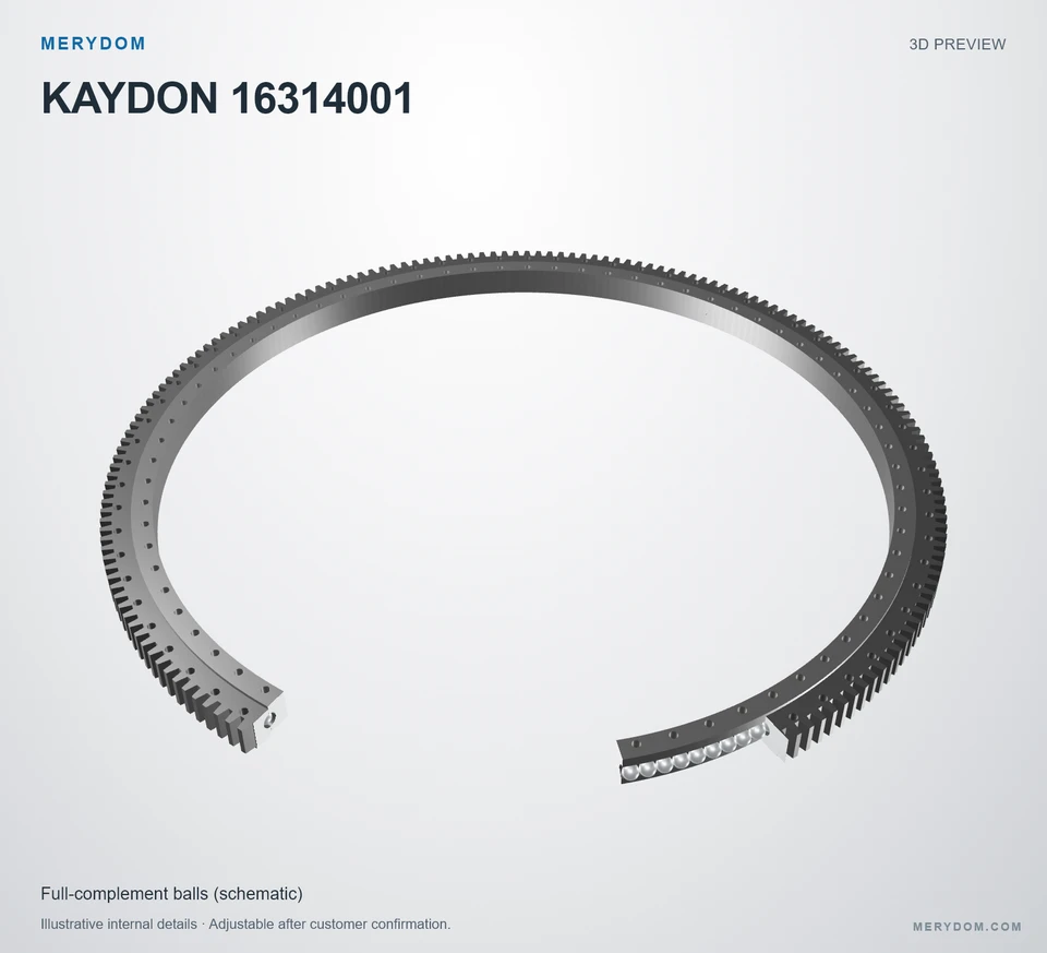 3D model preview of the MERYDOM replacement slewing bearing for KAYDON 16314001.