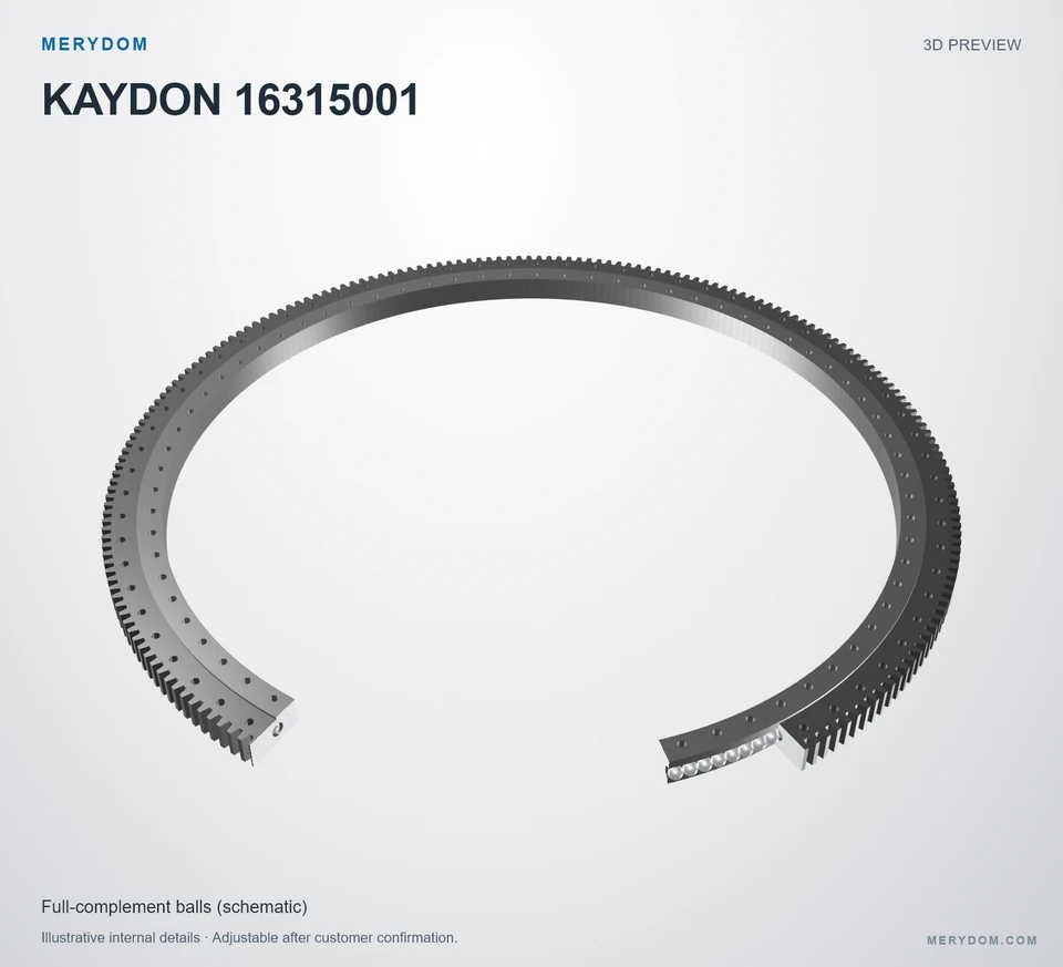 3D model preview of the MERYDOM replacement slewing bearing for KAYDON 16315001.
