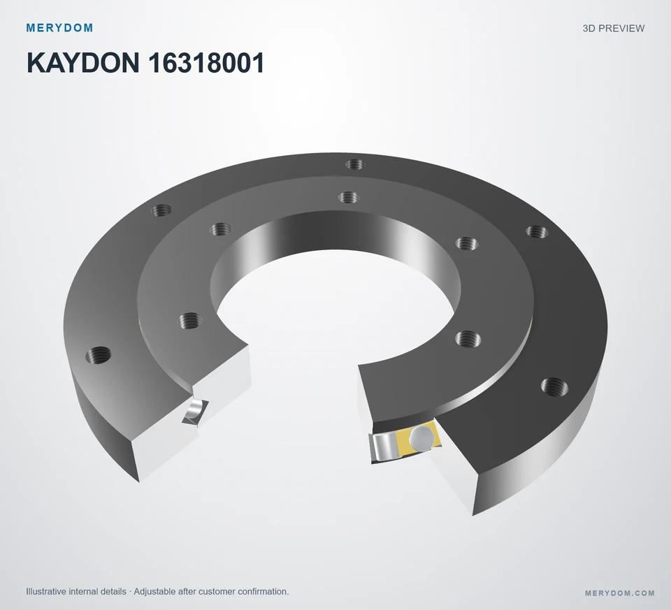 3D model preview of the MERYDOM replacement slewing bearing for KAYDON 16318001.