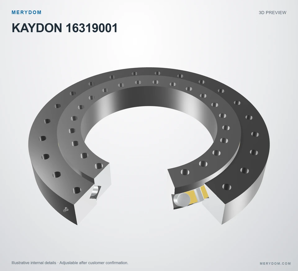 3D model preview of the MERYDOM replacement slewing bearing for KAYDON 16319001.